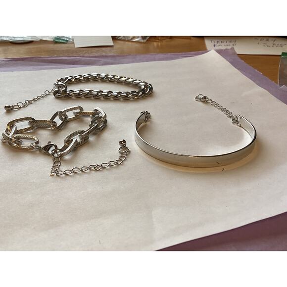 4402 (3) Vintage 80s Punk Curb Cuban Bracelet Chunky Thick Chain Bracelets - Picture 2 of 6